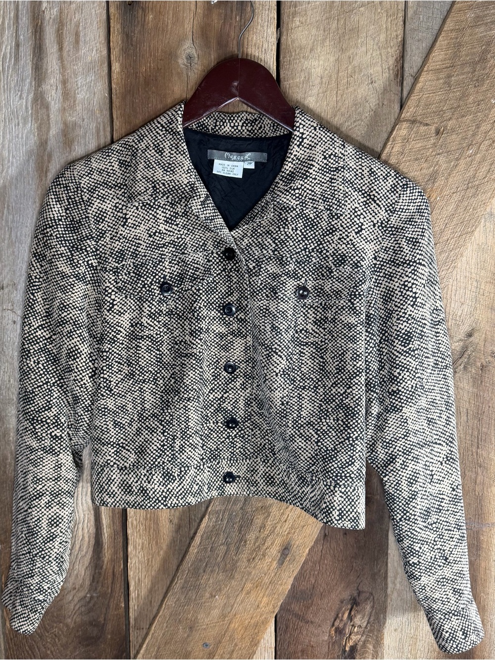 1990's Maggie London Silk Crop Lined Jacket Size 2 Petite